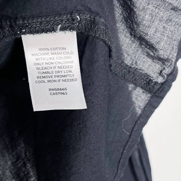 Melrose and Market Medium M Black Peasant Long Sleeve Blouse Top Cinch Sleeve - Picture 7 of 8